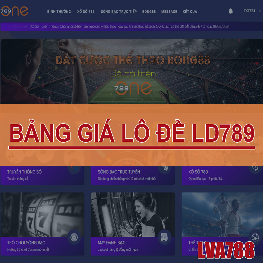 Bảng giá lô đề LD789 – Lô đề online